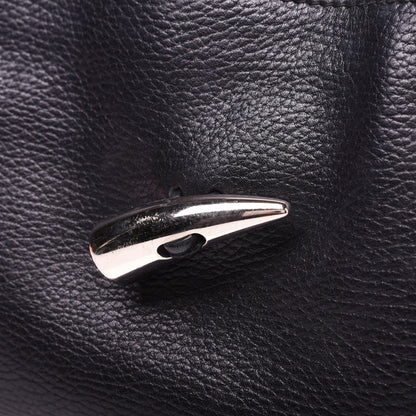 Burberry Grainy Calfskin House Check Horn Toggle Shoulder Bag Black 11 of 11