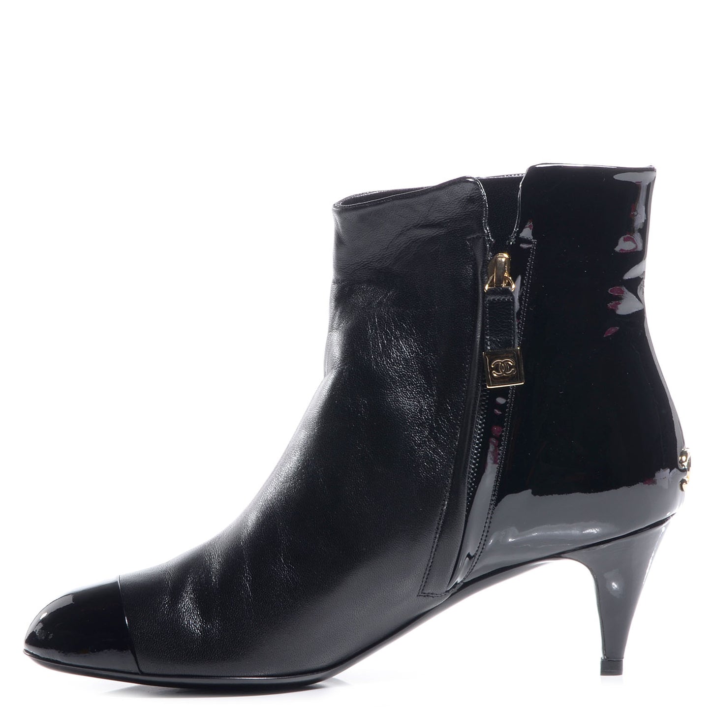 Patent Leather Cap Toe CC Boots 38.5 Black