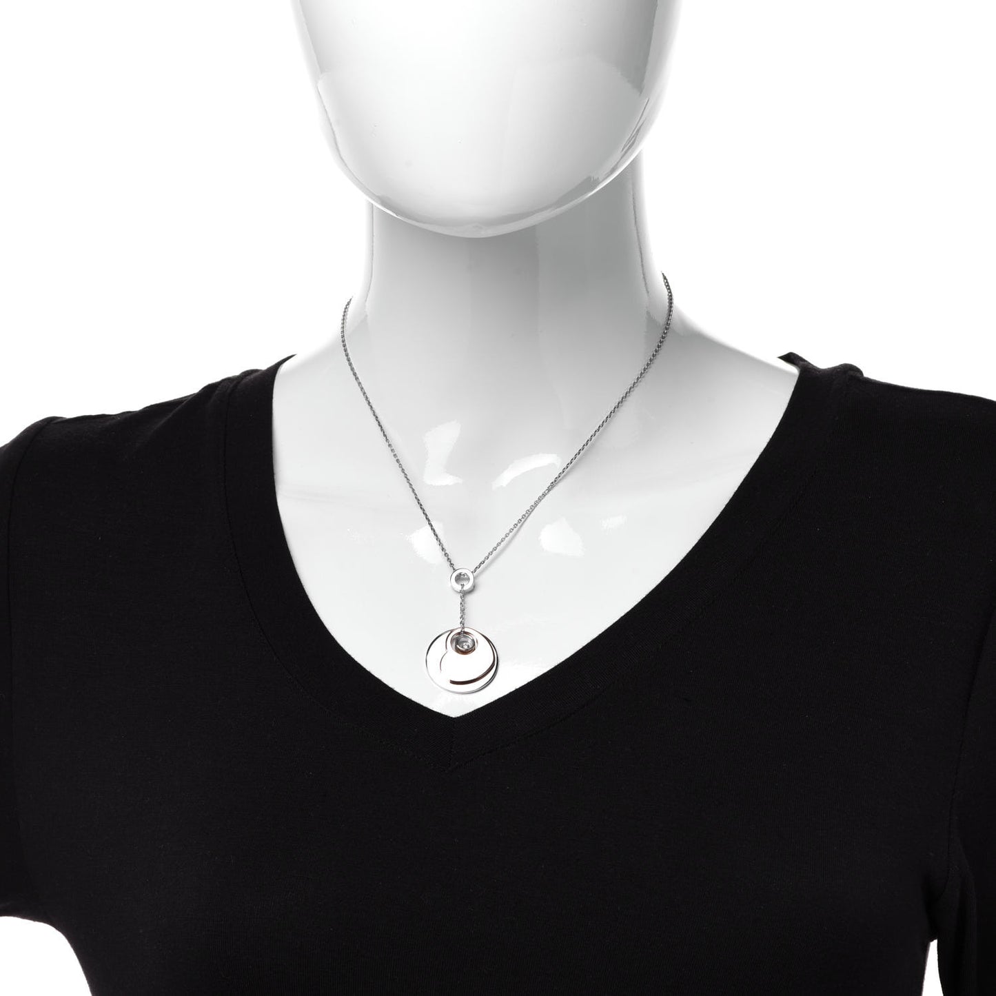 18K White Rose Gold Happy Diamond Heart Drop Necklace