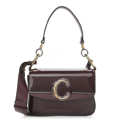 Chloe Spazzolato Sfumato Calfskin Small C Double Carry Burnt Brown 1 of 9