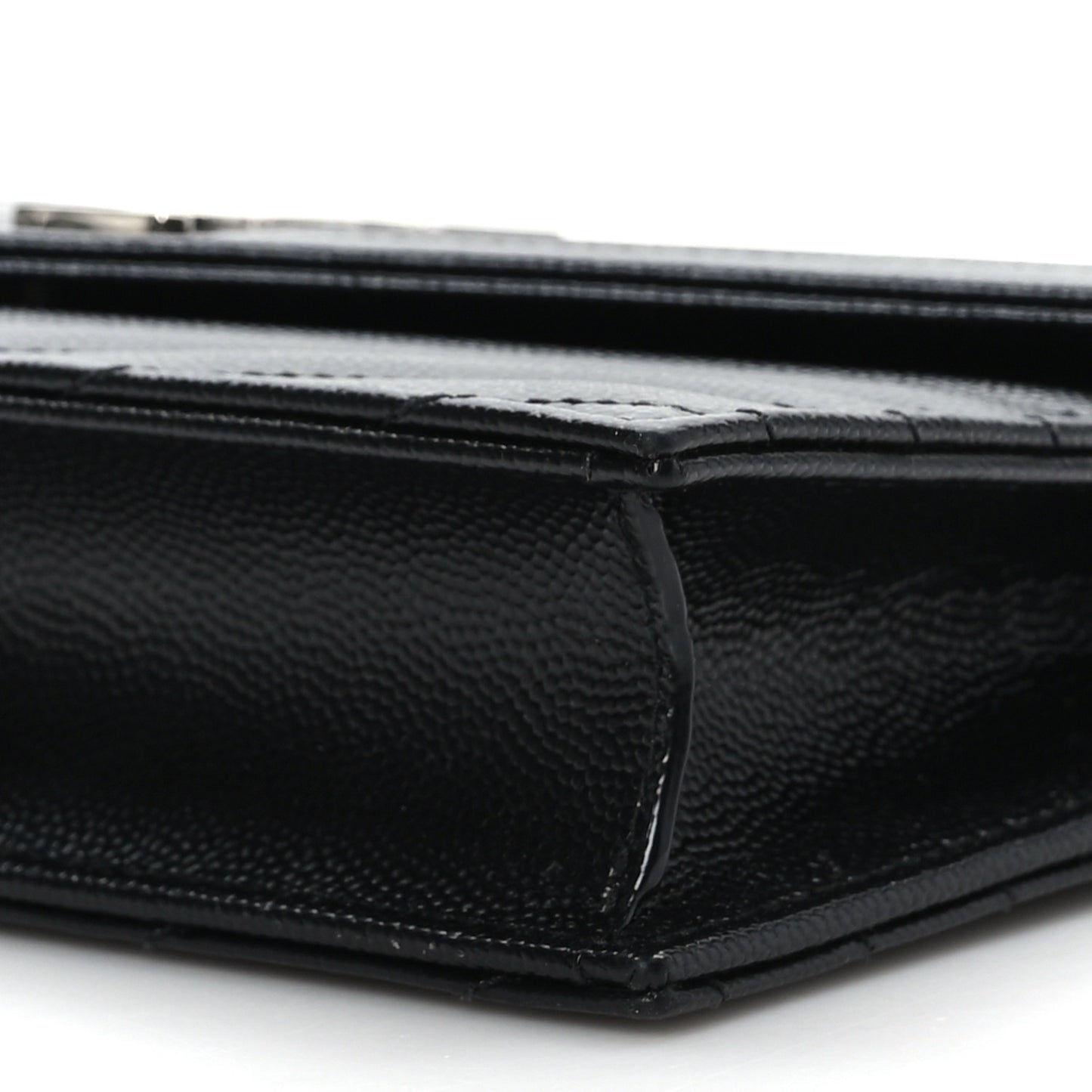Grain De Poudre Matelasse Chevron Monogram Envelope Chain Wallet Black