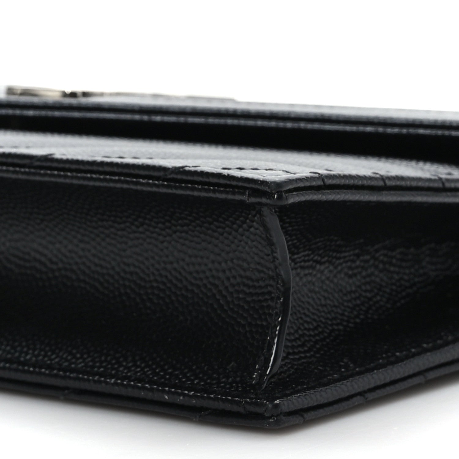 Saint Laurent Grain De Poudre Matelasse Chevron Monogram Envelope Chain Wallet Black 8 of 8