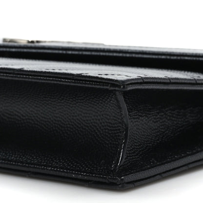 Saint Laurent Grain De Poudre Matelasse Chevron Monogram Envelope Chain Wallet Black 8 of 8