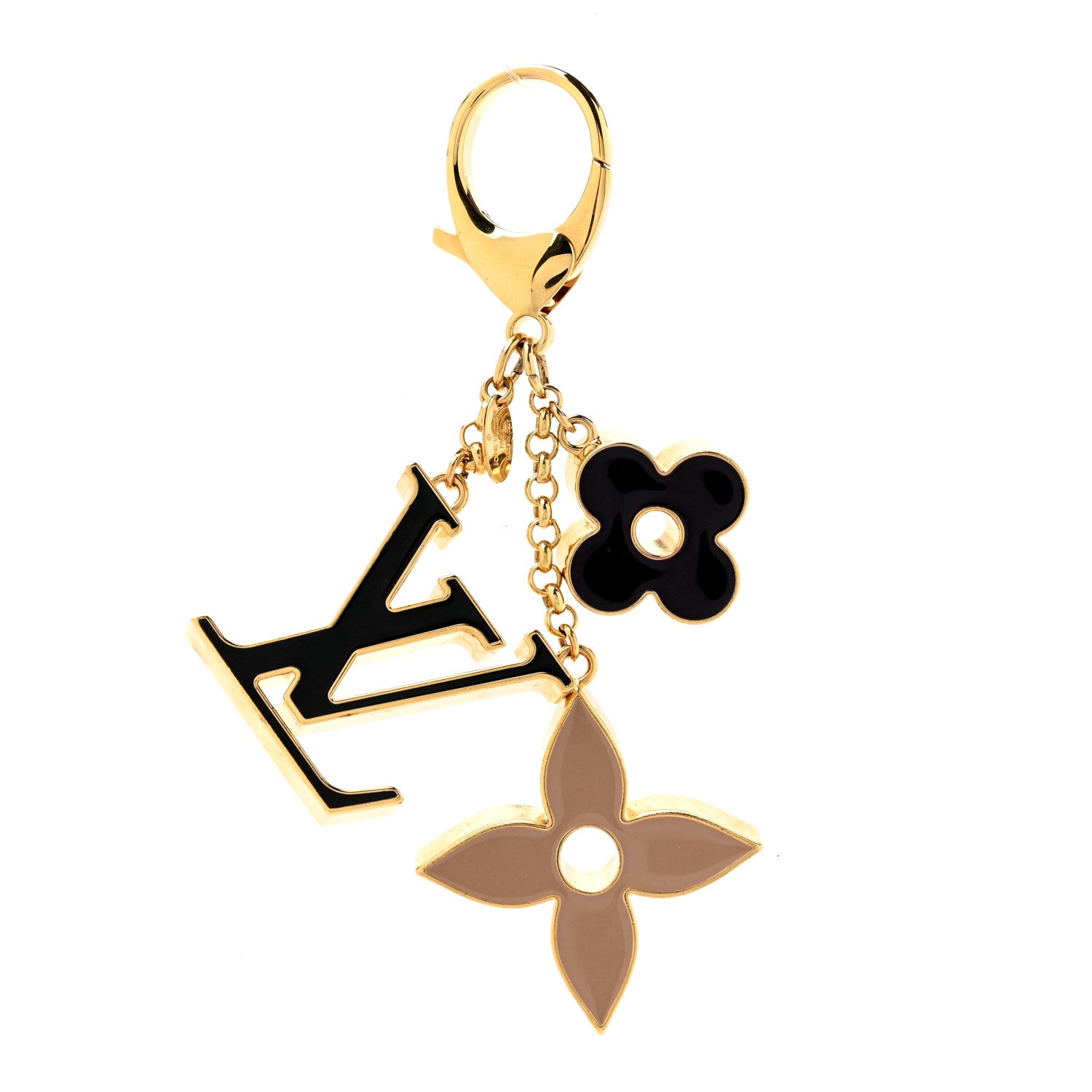 Louis Vuitton Metal Enamel Fleur De Monogram Bag Charm Dore 1 of 4