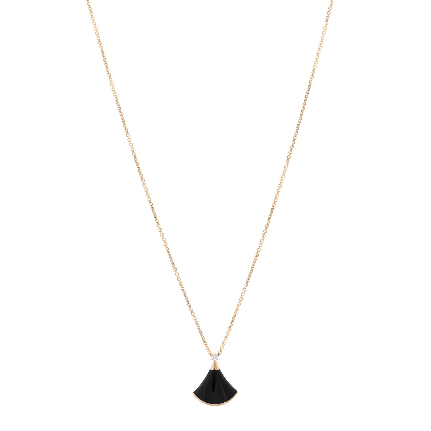 Bulgari 18K Rose Gold Diamond Black Onyx Divas' Dream Pendant Necklace 1 of 5