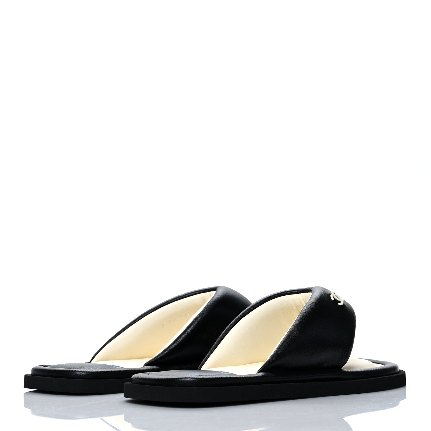 Chanel Lambskin Padded Pool Thong Sandals 38 Black 4 of 8