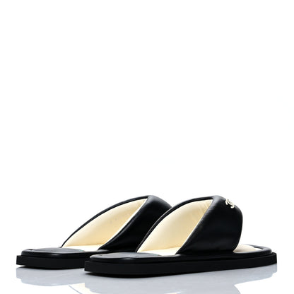 Chanel Lambskin Padded Pool Thong Sandals 38 Black 4 of 8
