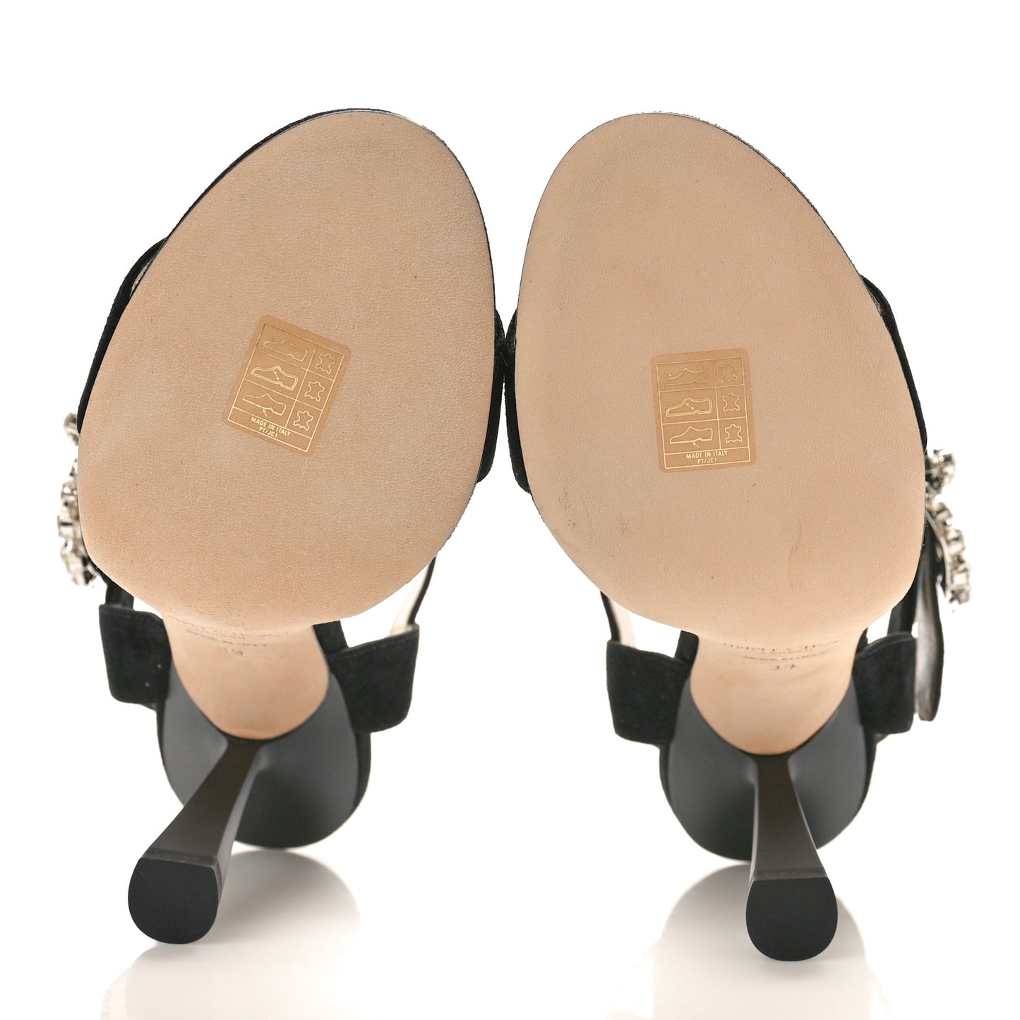 Suede Crystal Sereno 100 Sandals 39 Black