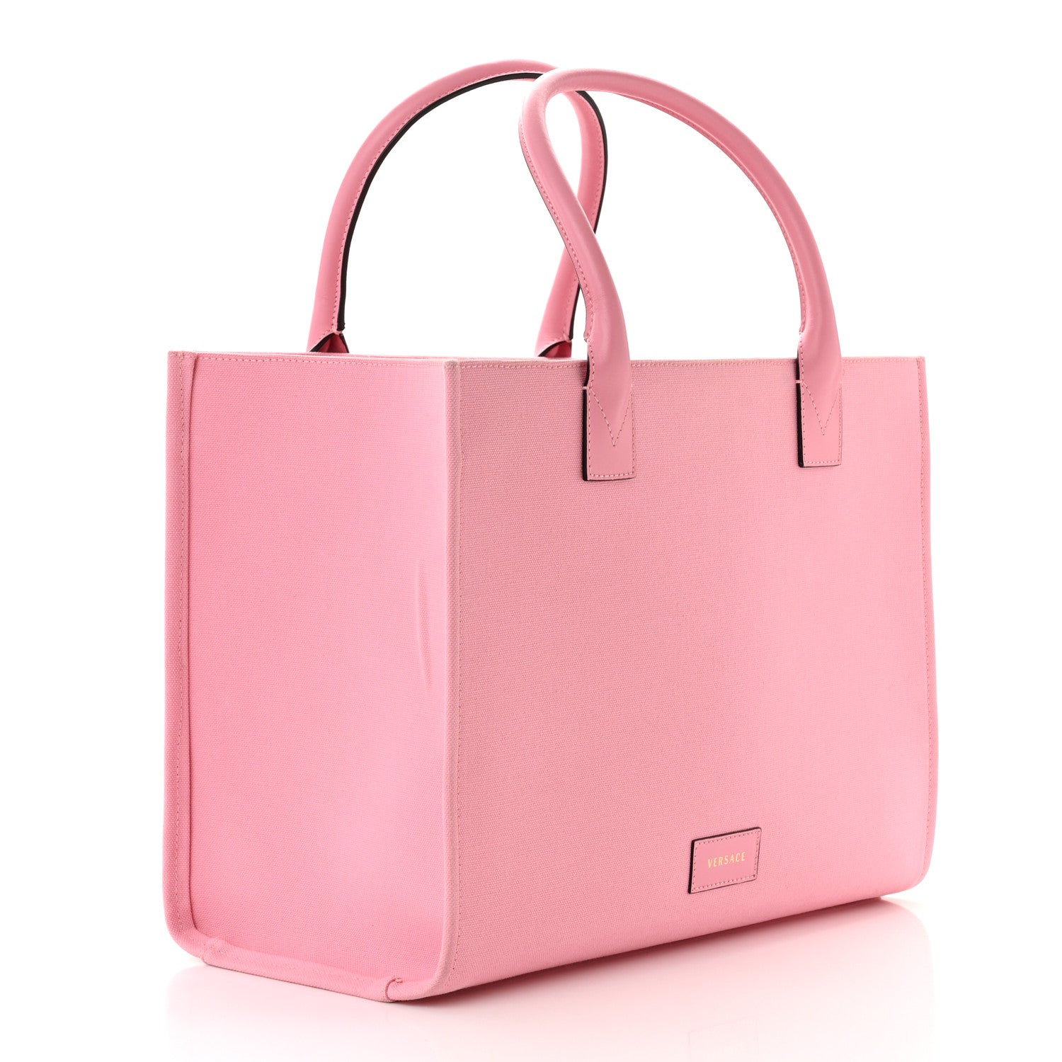 Versace Canvas Suppler Calfskin Cabas GV Signature Tote Pink 3 of 12