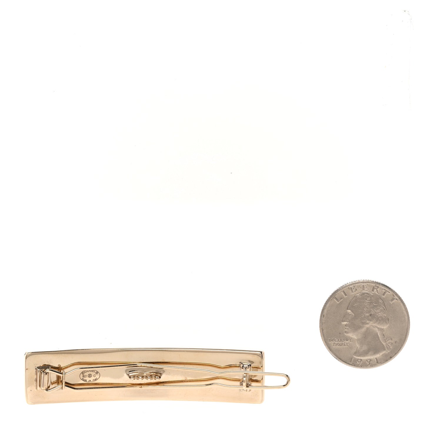 Metal Crystal Logo Hair Clip Gold