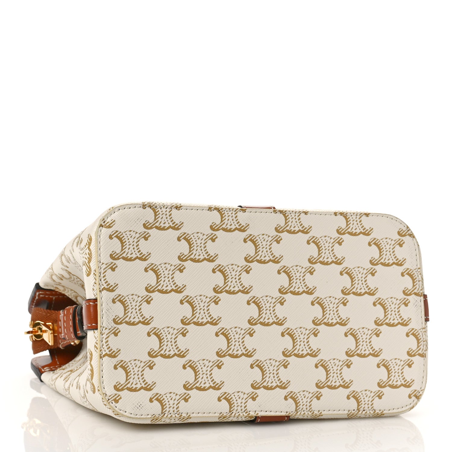 Celine Calfskin Canvas Triomphe Teen Cabas De France White 4 of 8