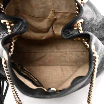 Gucci Pebbled Calfskin Medium Soho Chain Shoulder Bag Black 5 of 10