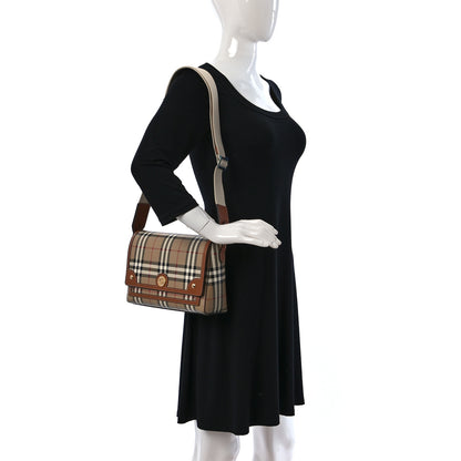 Burberry Coated Canvas Calfskin Vintage Check Medium Note Crossbody Bag Briar Brown 2 of 8