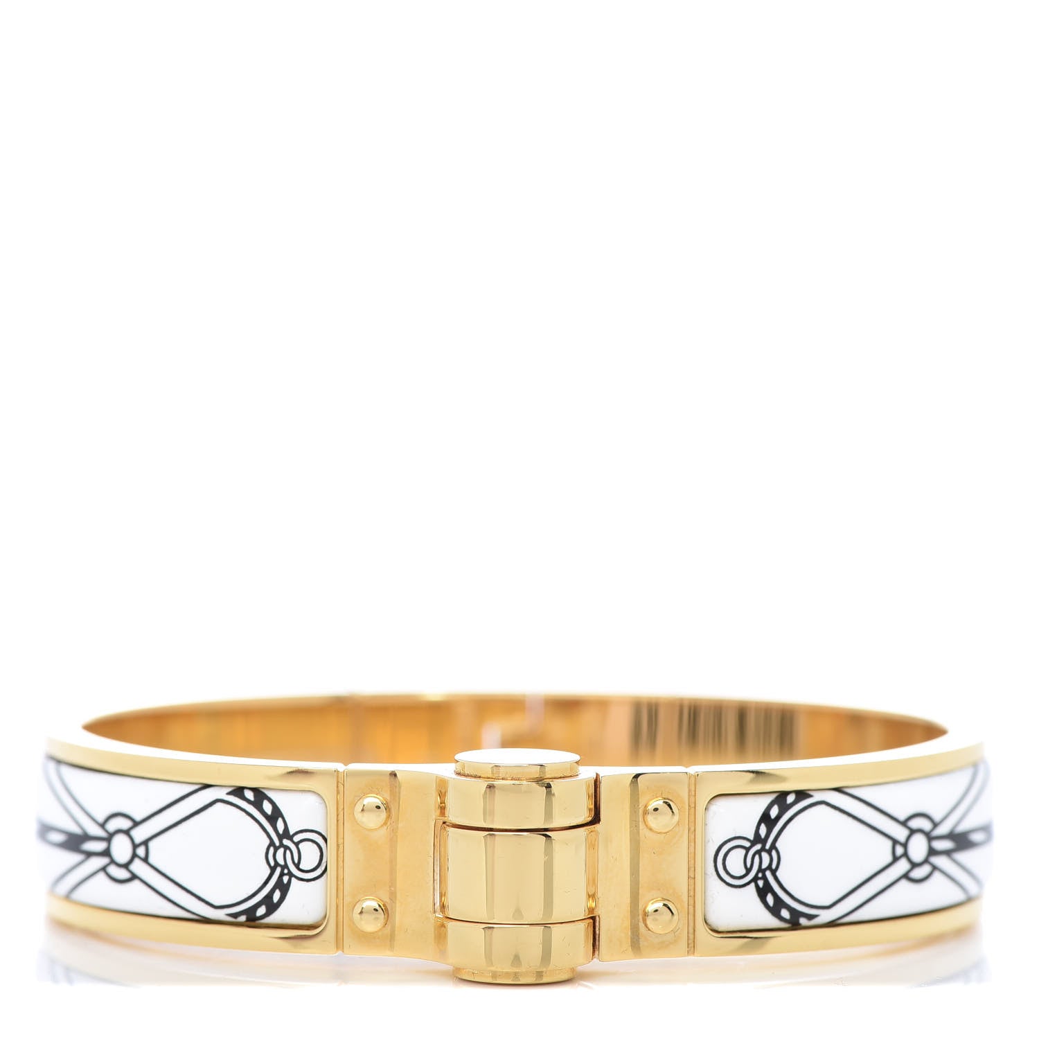 Hermes Enamel Printed Narrow Charniere Cuirs Marins Hinged Bracelet S Positif Negatif 1 of 4