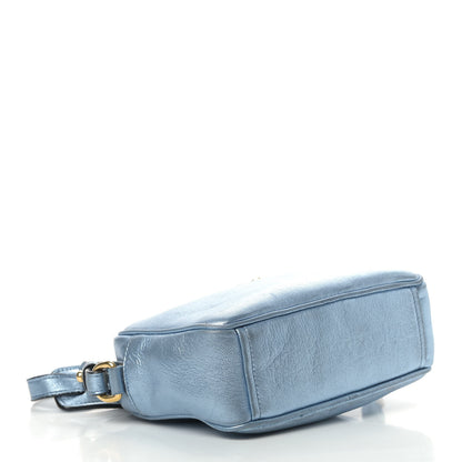 Prada Metallic Vitello Daino Camera Crossbody Bag Light Blue 4 of 12