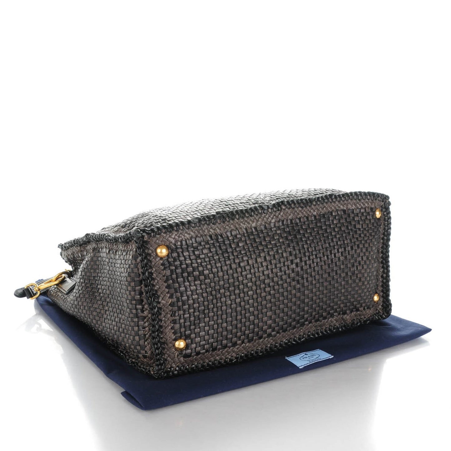 Goatskin Woven Large Tote Moro Black