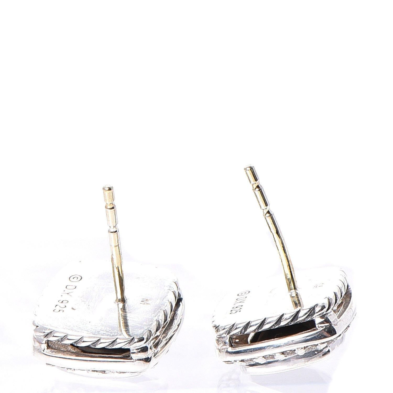 David Yurman Sterling Silver Diamond Black Onyx 7mm Albion Earrings 4 of 6