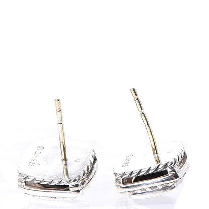 David Yurman Sterling Silver Diamond Black Onyx 7mm Albion Earrings 4 of 6