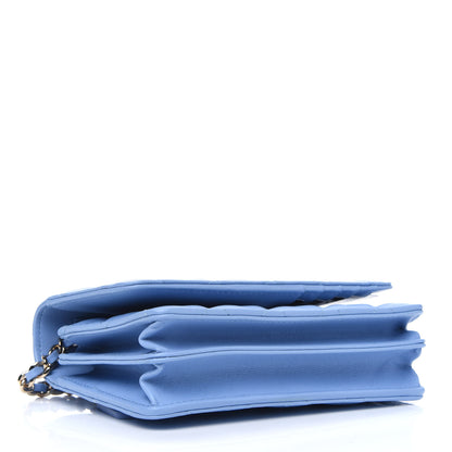 Chanel Lambskin Quilted Mini Wallet On Chain WOC Light Blue 3 of 5