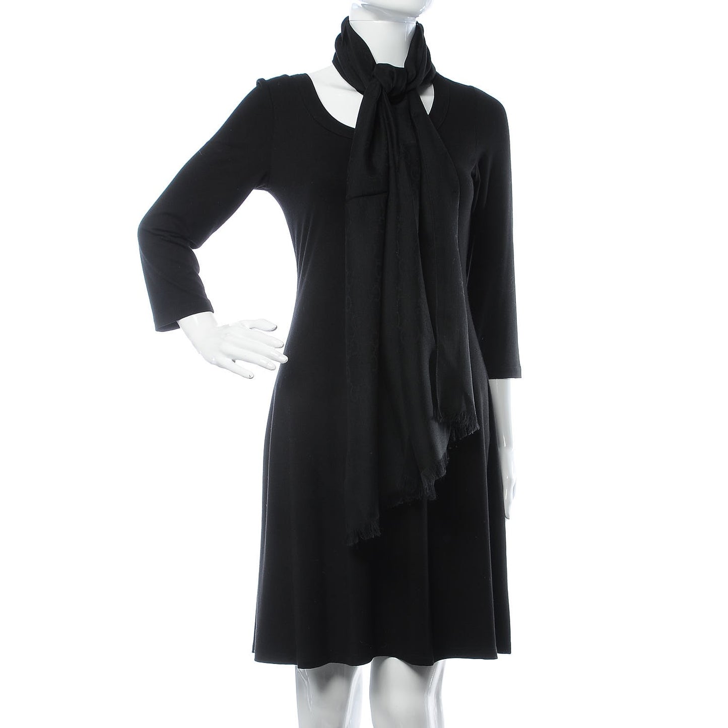 Wool Silk GG Monogram GGNat Scarf Black