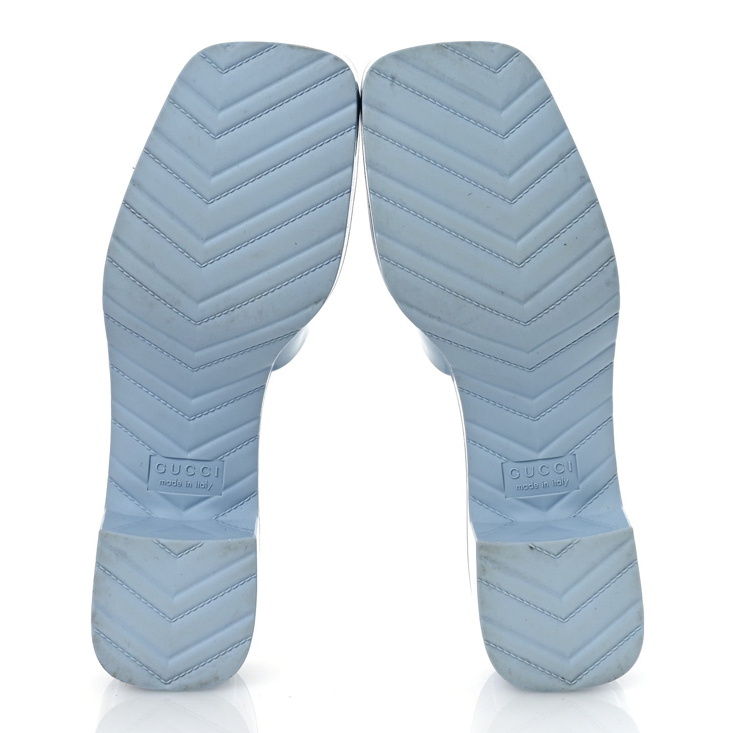 Gucci Rubber Gucci Logo Womens Platform 20/60mm Slide Sandals 38 Porcelain Light Blue 7 of 13