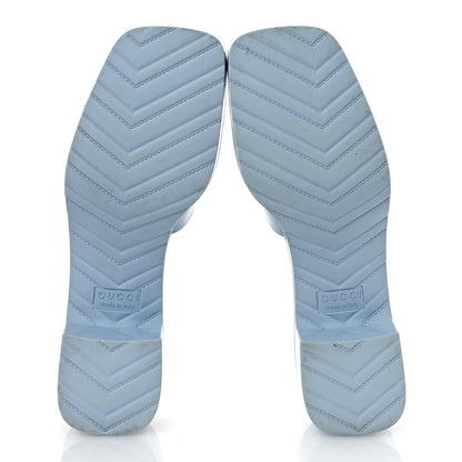 Gucci Rubber Gucci Logo Womens Platform 20/60mm Slide Sandals 38 Porcelain Light Blue 7 of 13