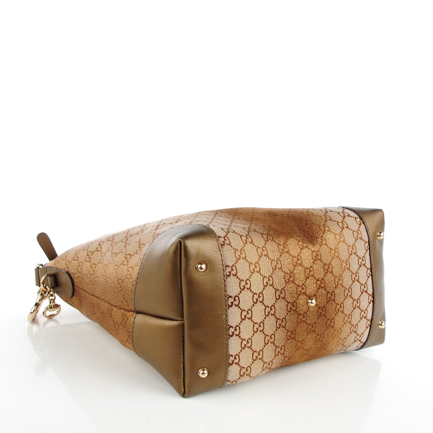 Gucci Monogram Lurex Medium Heart Bit Charm Hobo Bronze 4 of 7