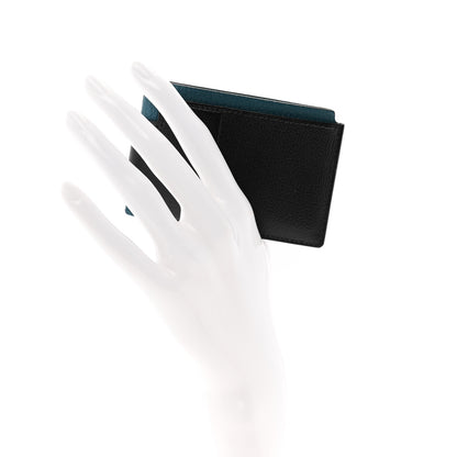 Hermes Allegretto Chevre Mysore H Sport 3CC Card Holder Case Black Vert Bosphore 2 of 8