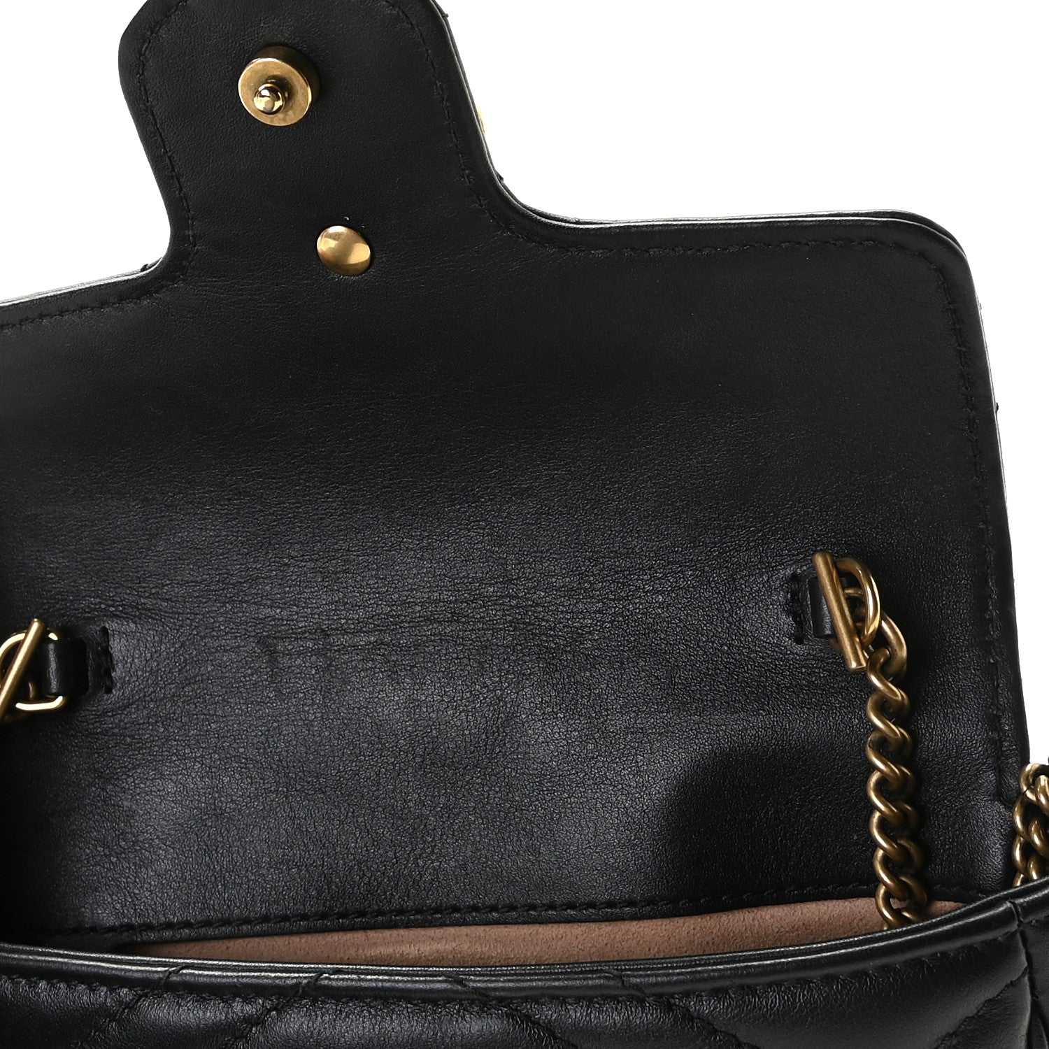 Gucci Calfskin Matelasse Super Mini GG Marmont Shoulder Bag Black 7 of 11