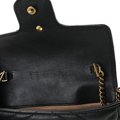 Gucci Calfskin Matelasse Super Mini GG Marmont Shoulder Bag Black 7 of 11
