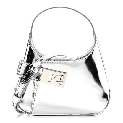 Salvatore Ferragamo Metallic Calfskin Mini Gancini Arch Hobo Argento 1 of 9