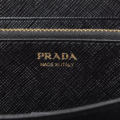 Prada Saffiano Metal Large Zip Around Travel Wallet Black 6 of 8