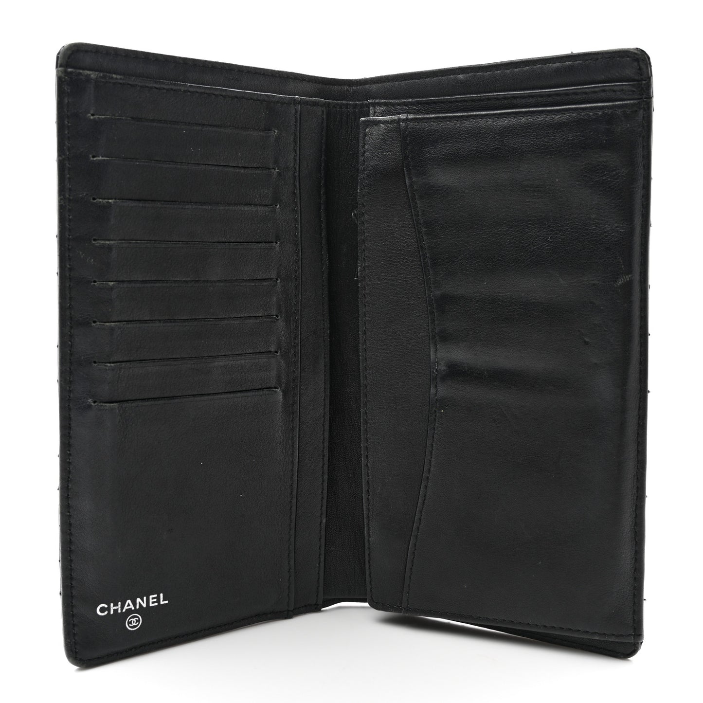 Patent Calfskin Quilted Yen Wallet Black