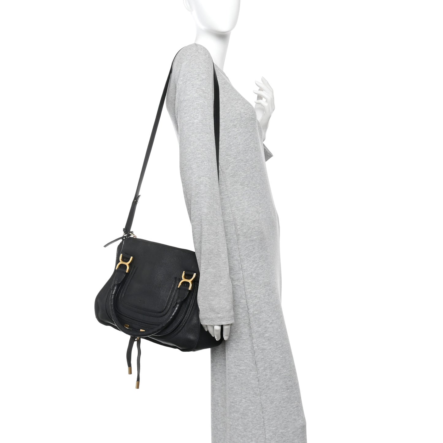 Calfskin Medium Marcie Satchel Black