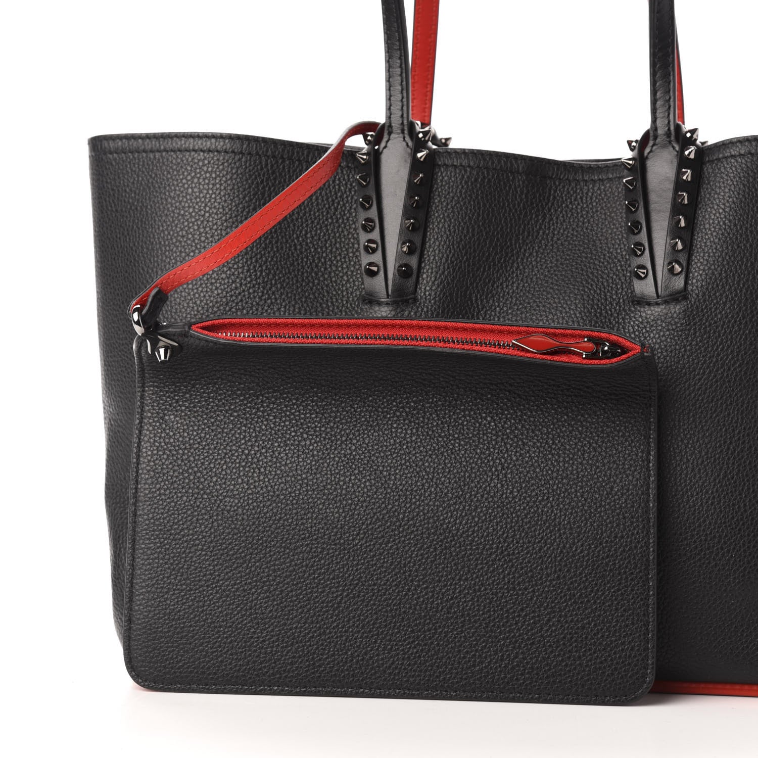 Christian Louboutin Calfskin Spikes Small East West Cabata Tote Black 11 of 13