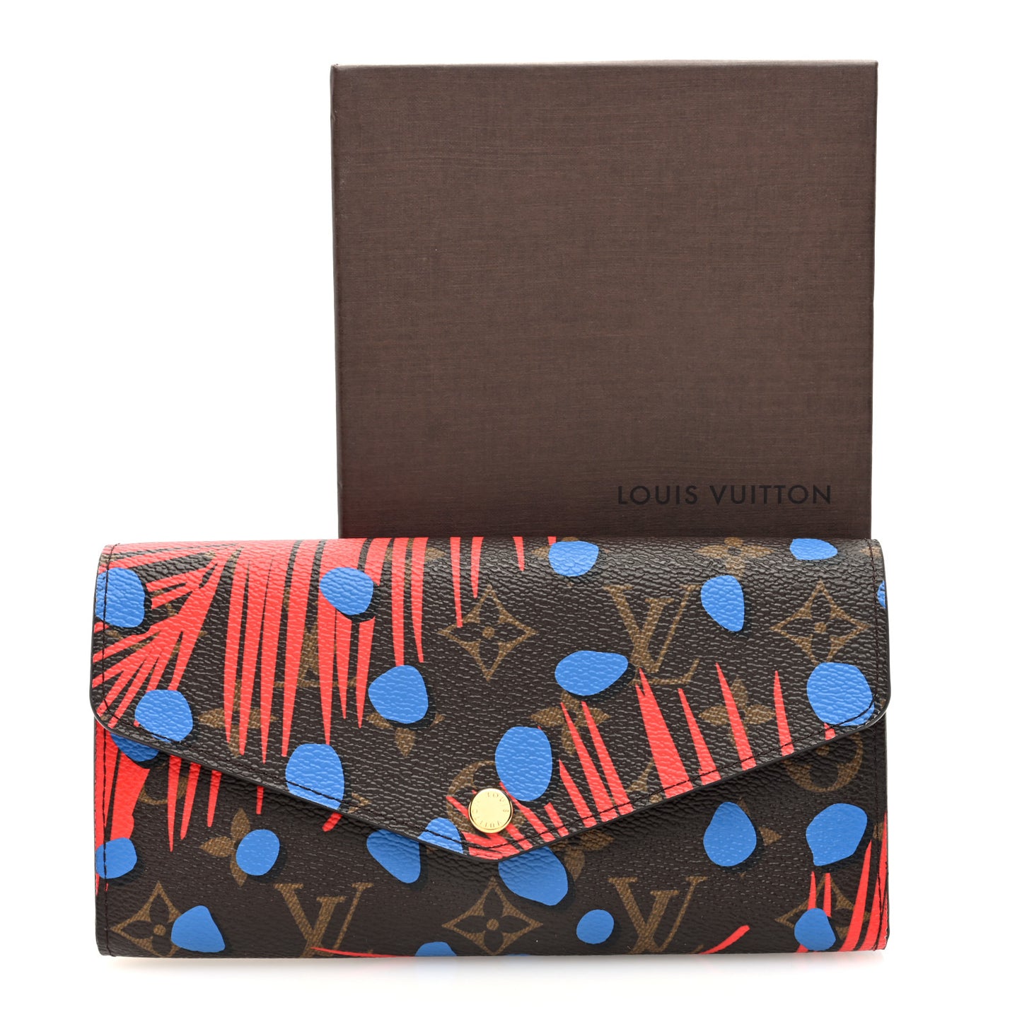 Monogram Jungle Dots Sarah Wallet Coquelicot Denim
