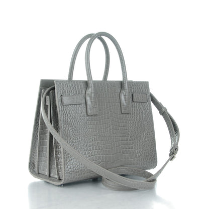 Saint Laurent Calfskin Crocodile Embossed Baby Sac De Jour Fog 3 of 8