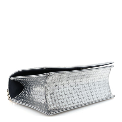 Christian Dior Metallic Patent Micro-Cannage Medium Diorama Flap Bag Silver 3 of 10