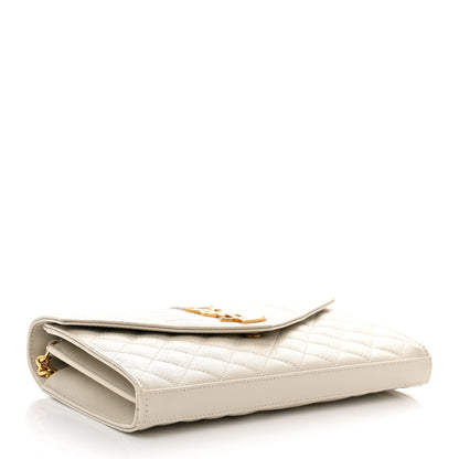 Saint Laurent Grain De Poudre Mixed Matelasse Triquilt Monogram Chain Wallet Crema Soft 4 of 9