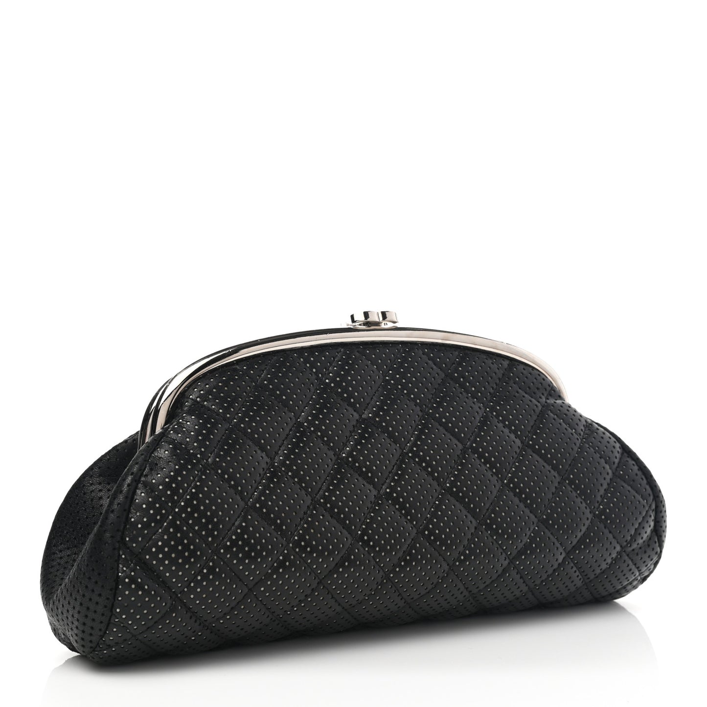 Lambskin Perforated Timeless Clutch Black
