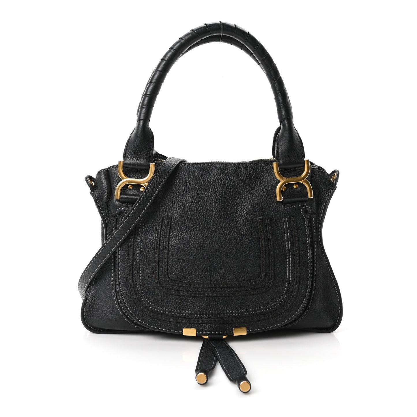 Calfskin Small Marcie Satchel Black