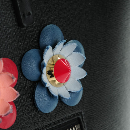 Fendi Vitello Elite Flowerland Medium Roll Tote Black 11 of 11