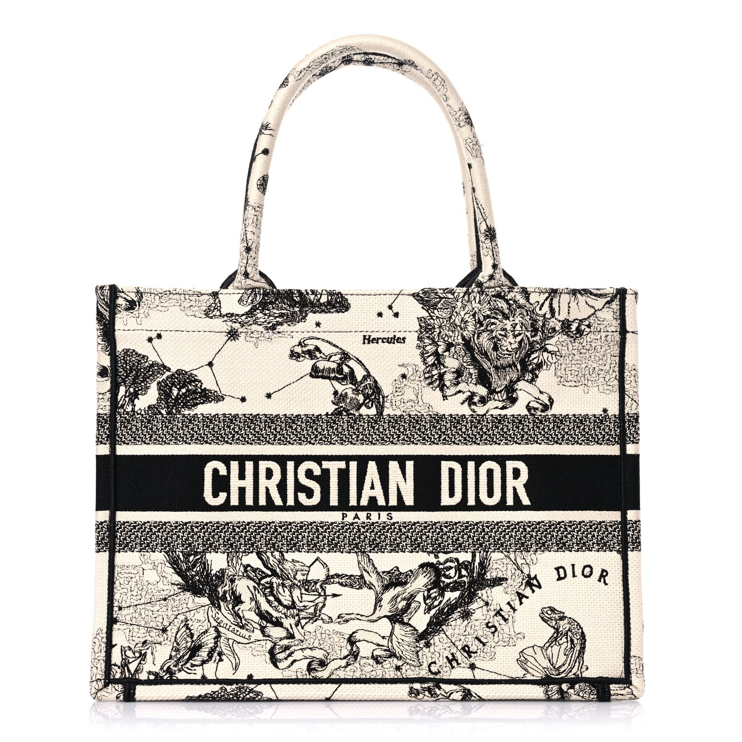 Christian Dior Canvas Zodiac Toile De Jouy Embroidered Medium Book Tote Latte 1 of 8