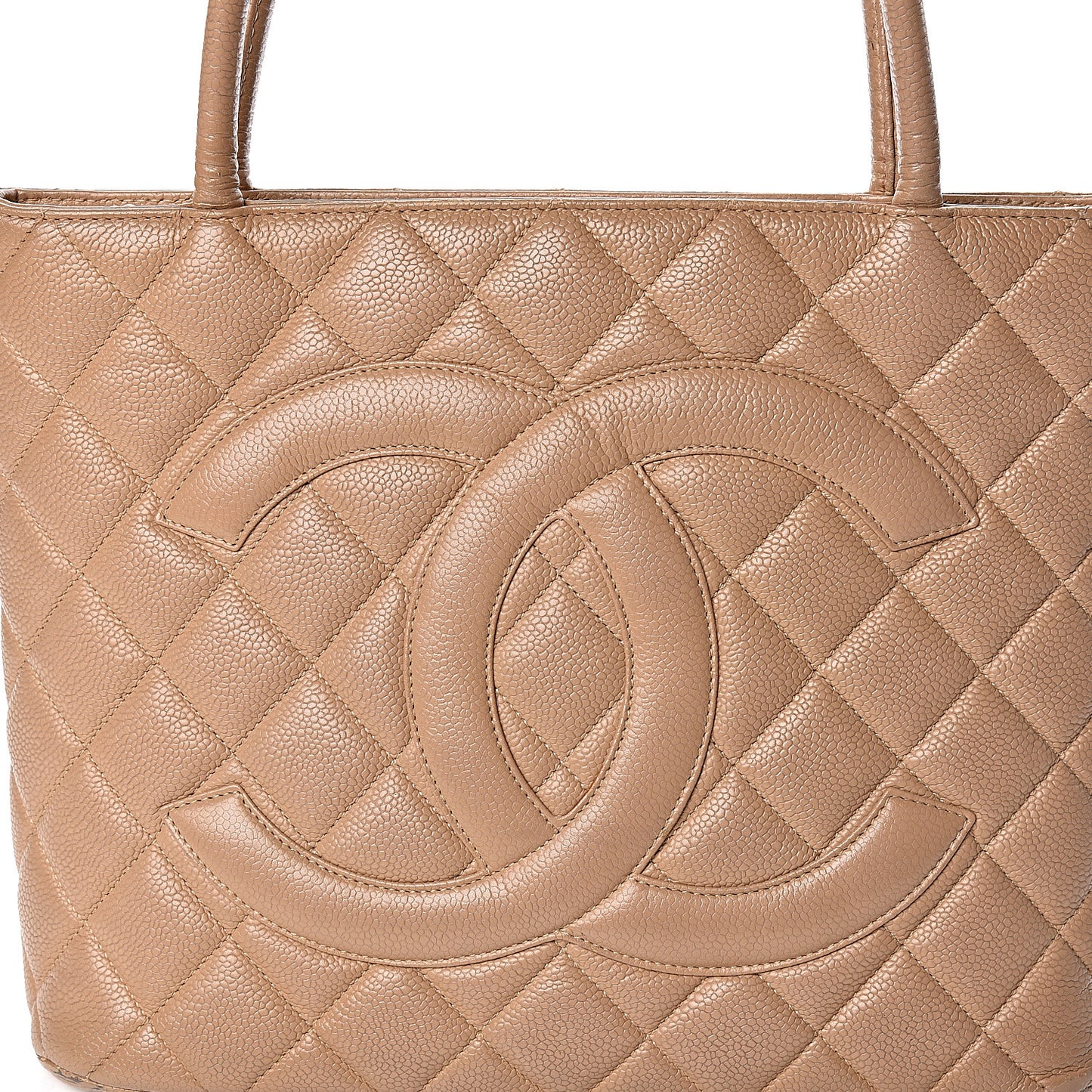 Caviar Quilted Medallion Tote Beige