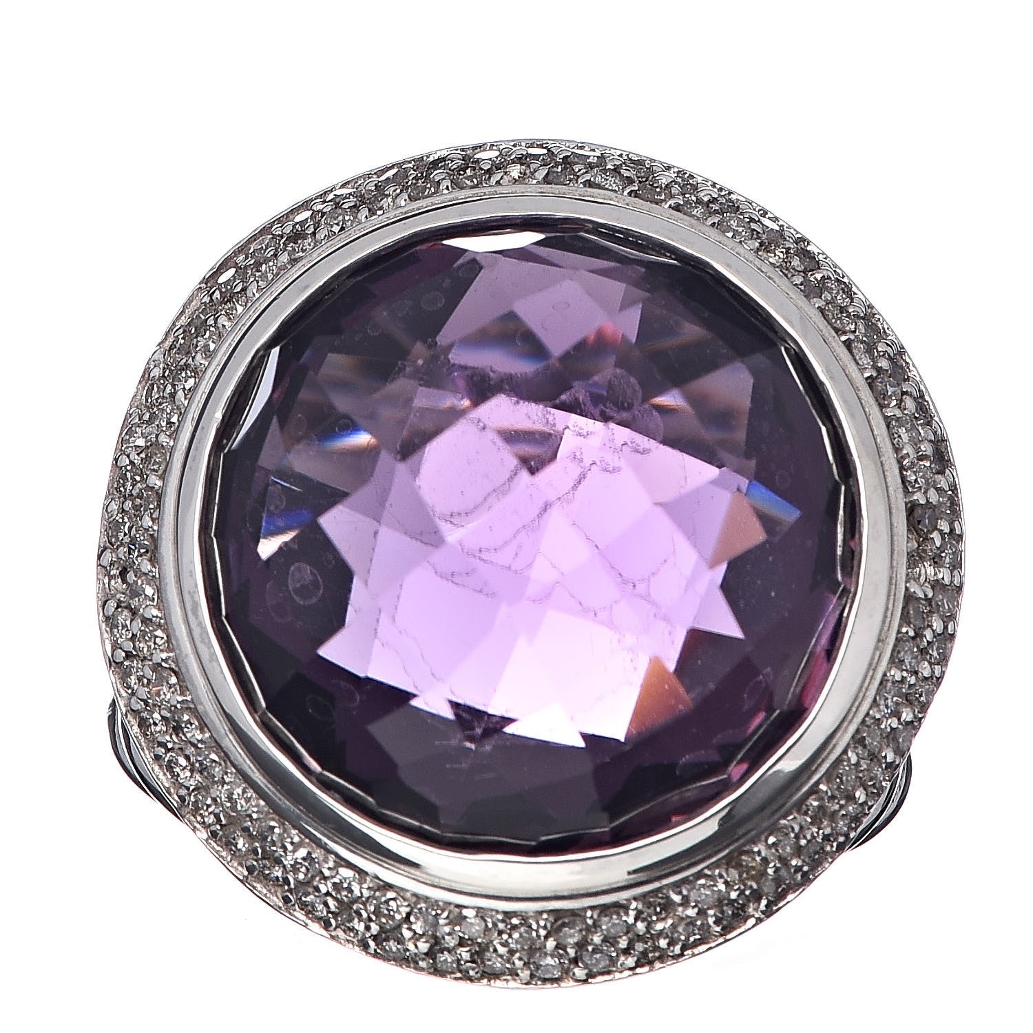 David Yurman Sterling Silver Diamond Amethyst 18mm Cerise Ring 54 6.75 1 of 7