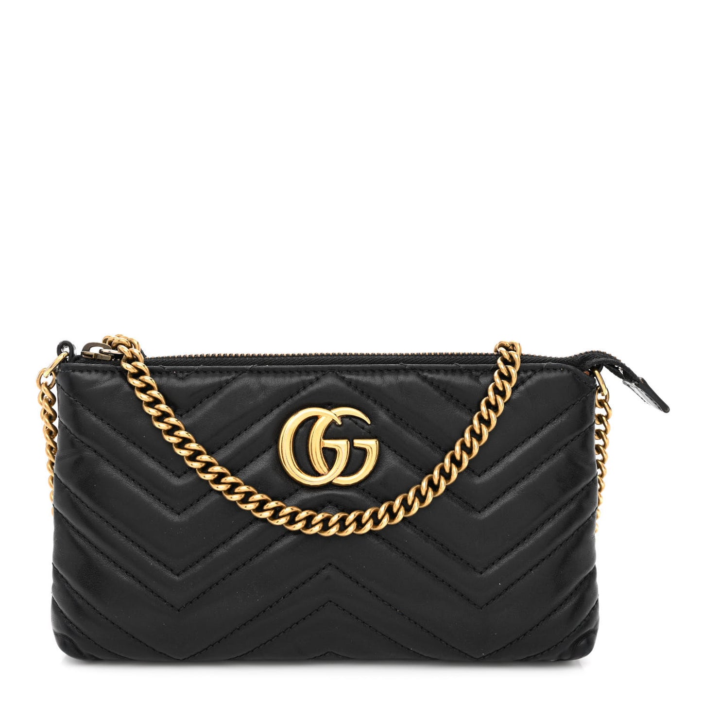 Calfskin Matelasse GG Marmont Wallet Chain Bag Black