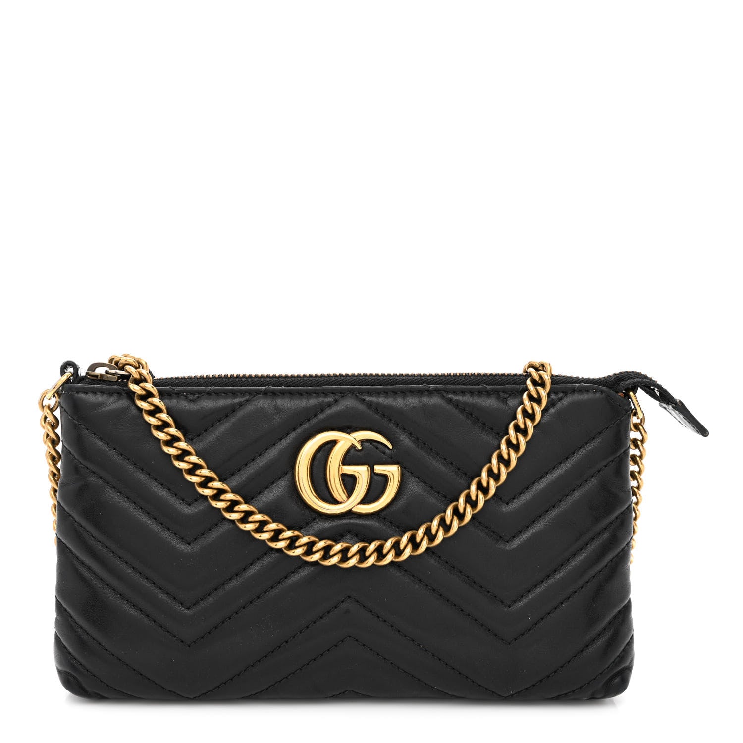 Gucci Calfskin Matelasse GG Marmont Wallet Chain Bag Black 1 of 13