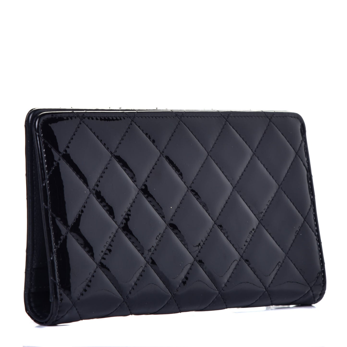 Patent Quilted Brilliant Yen Wallet Black