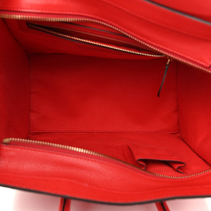 Celine Drummed Calfskin Mini Luggage Coquelicot 5 of 9