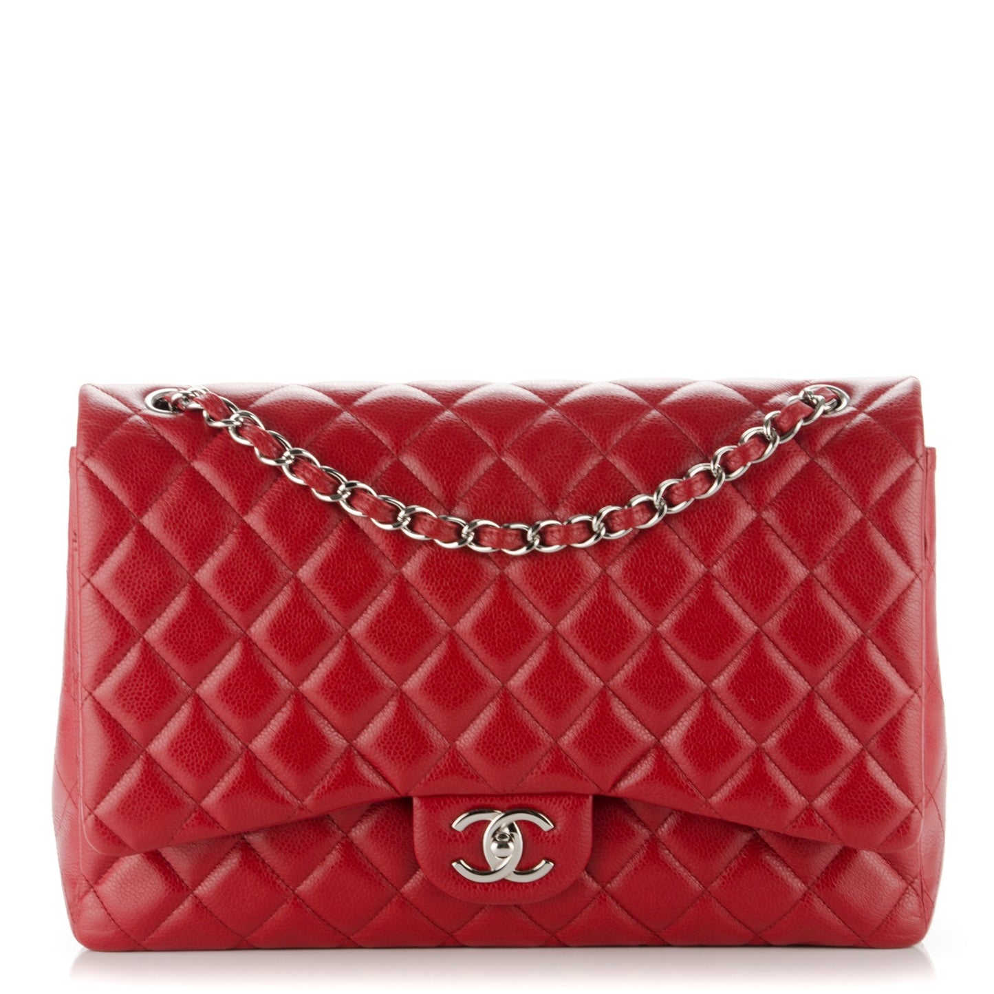Caviar Quilted Maxi Double Flap Red